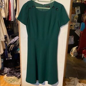 Tahari Green Sheath Dress with Flutter Sleeves